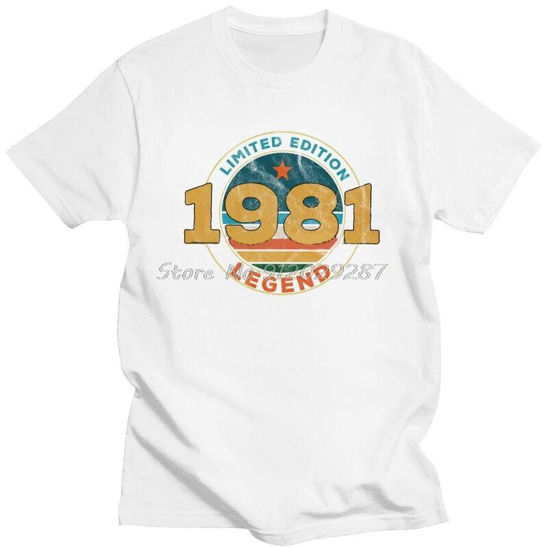 

1981 Ограниченный тираж футболки мужские хлопковые футболки футболки подарок на день рождения мужская одежда свободные топы унисекс XXXL белый
