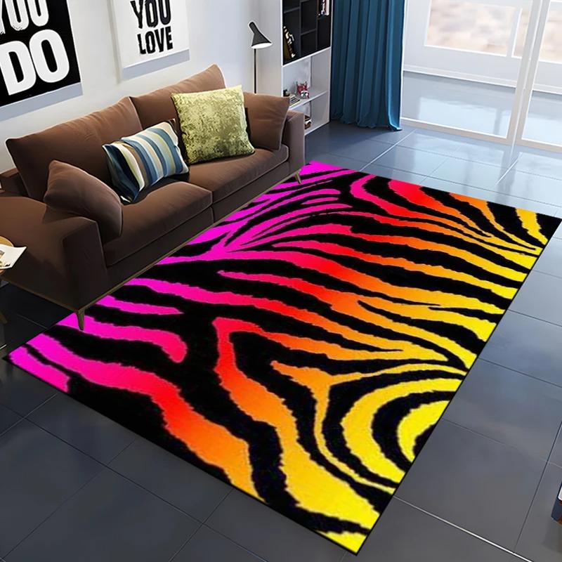 Zebra Stripes Area Rug Animal Skin Print Doormat African Wildlife Animal Carpet for Bedroom Playroom Living Room Soft Floor Mat