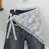 Y2K Doppelt verwendbarer Spitzenbesatz Haarschal Gestapelter Spitzen Kopftuch Gesticktes Florales Halstuch Bandanas Für Damen Mädchen Spitzentaschentuch