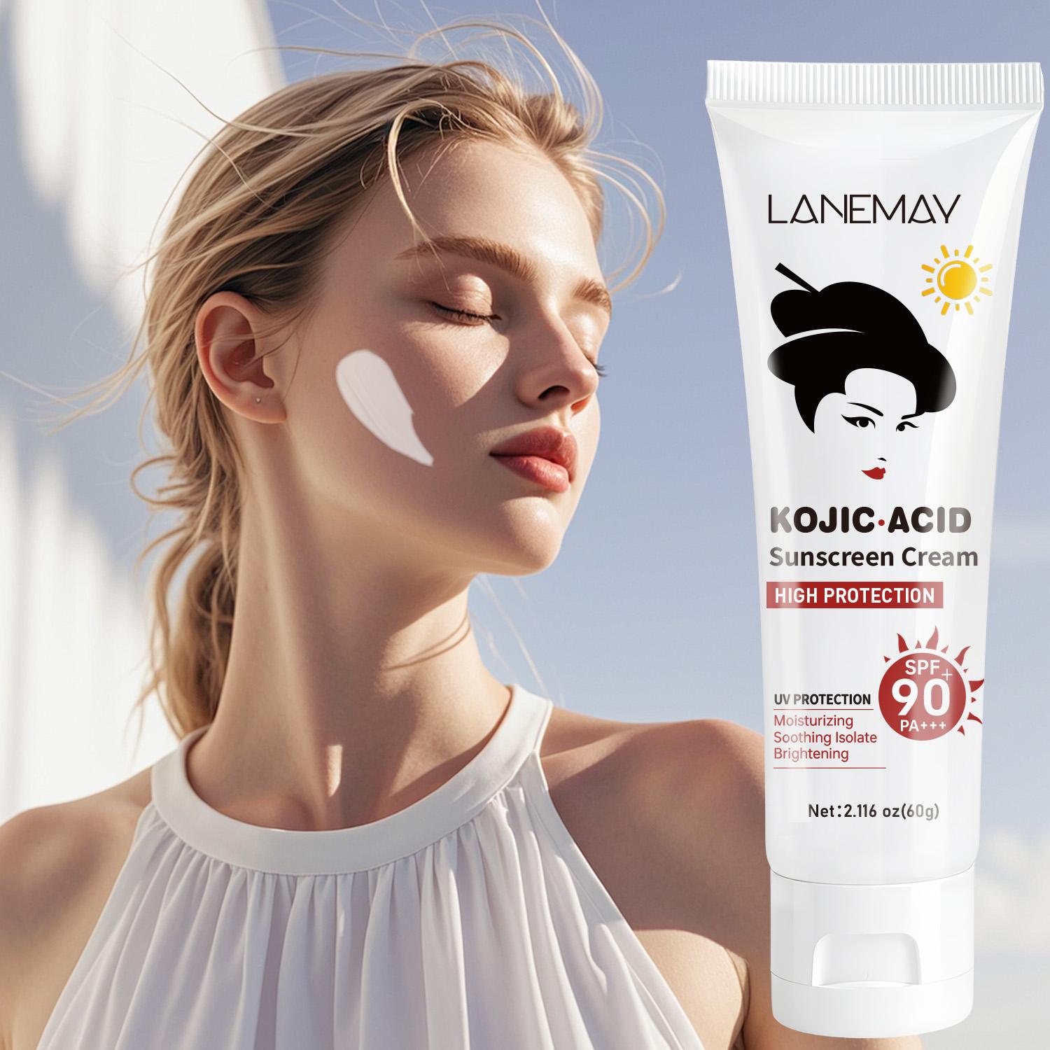 

Kojic Acid Sunscreen Cream-Moisturizing & Brightening-Soothing Isolate-Improve Acene Prone Skin-Suitable For All Skin Types, 60g