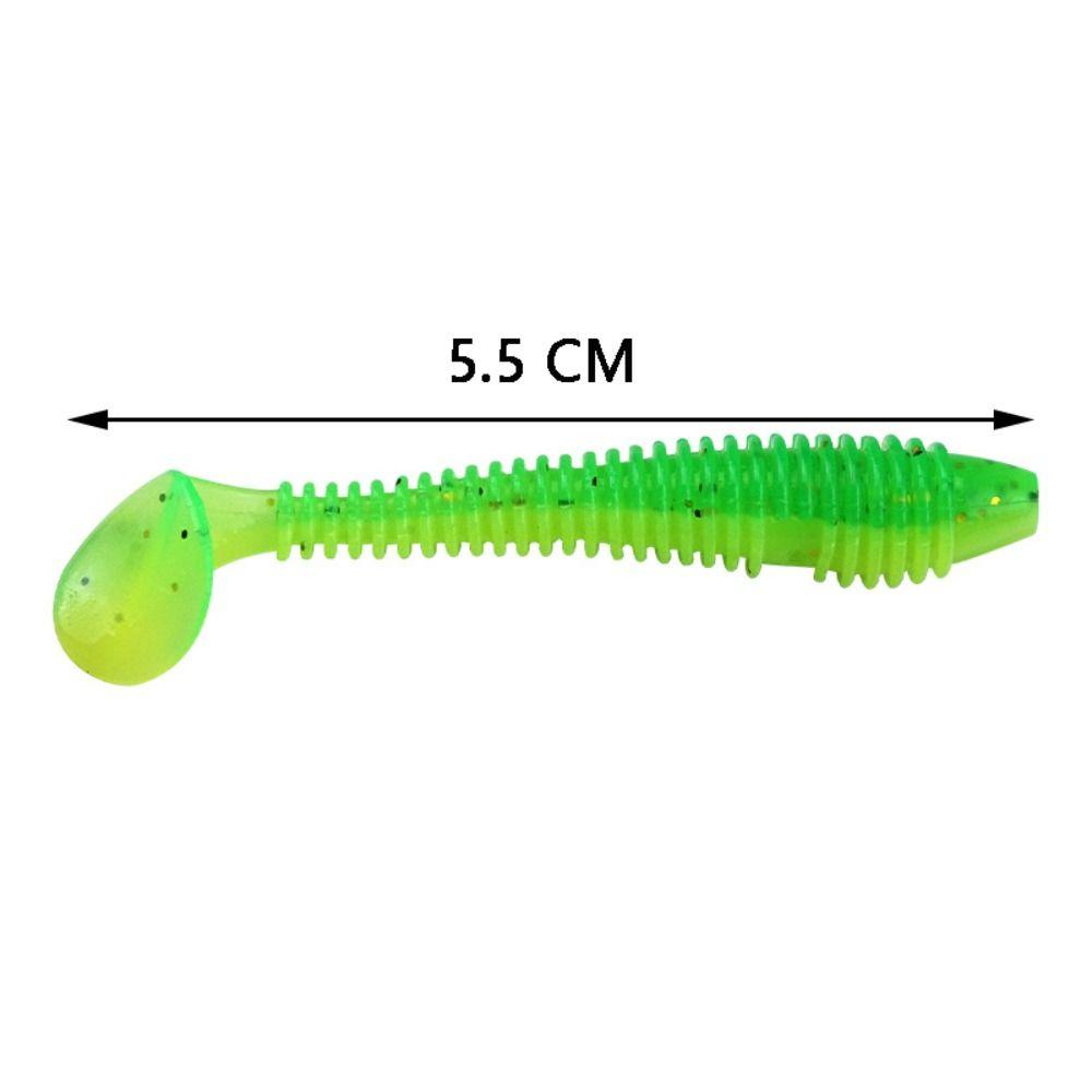 20PCS Soft Micro Soft Fishing Lures T-tail Design Worm Shape T-tail Worm Lure 5.5cm Fishing Tackle Bass Fishing