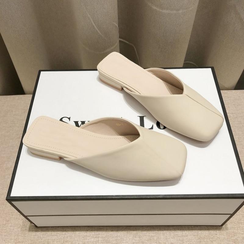 Fashion Hot Selling Square Toe Elegant Flats Women Slippers Designer Casual Soft Mules Shoes 2025 Spring New Trend  Walking Zapatillas