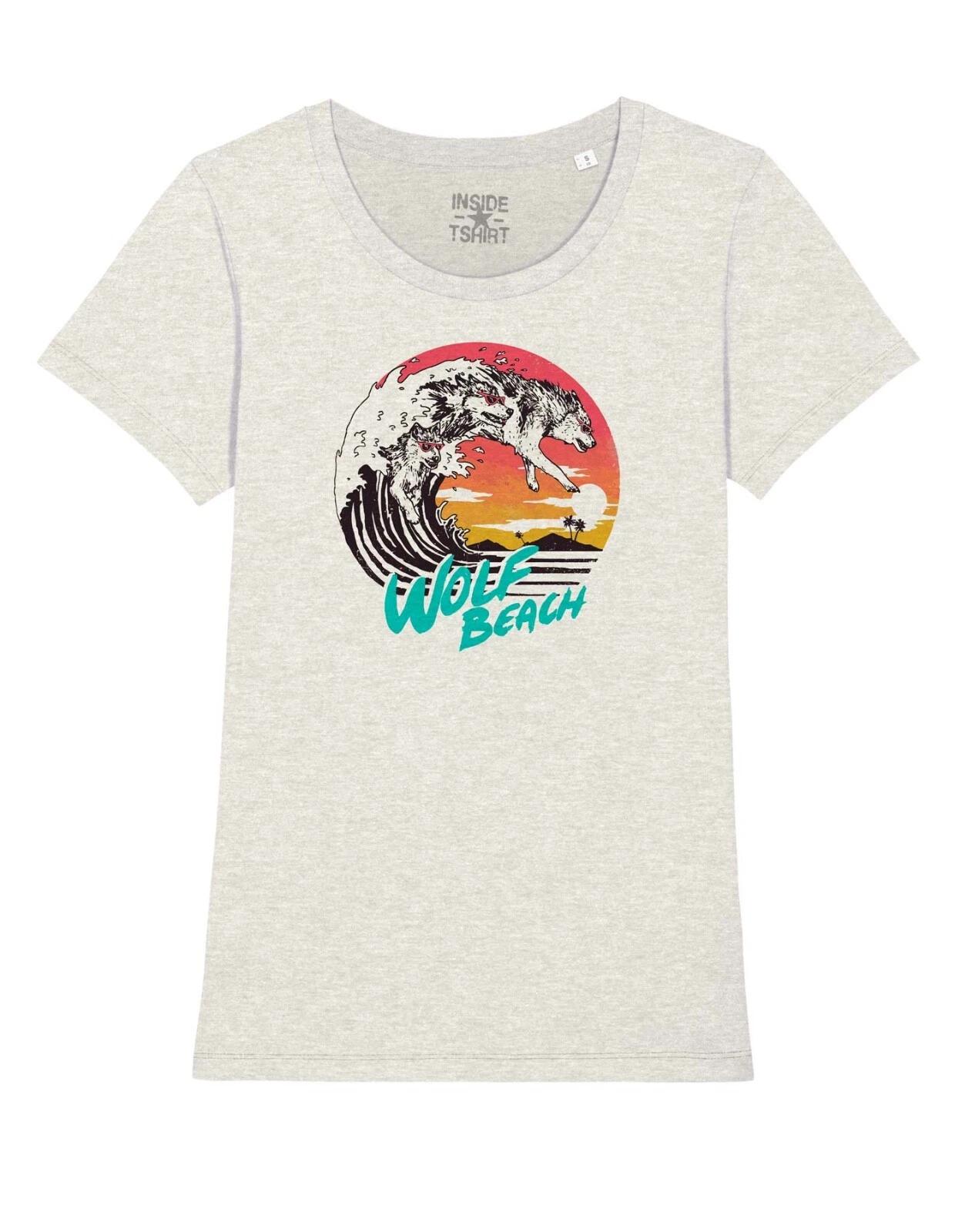 The Big Wave Wolf Beach Hokusai Wave Beach Wolves T-Shirt Girl L