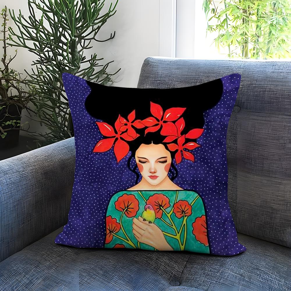 Hot V-VVintage Oil Painting Cushion Cover Comfortable Reversible Pillow Cover Ideal for Car Sofa Bedroom & Beyond