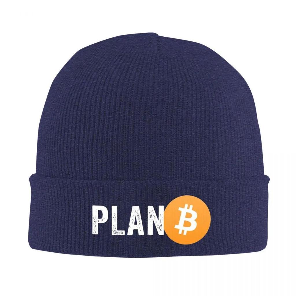 Bitcoin Crypto Currency Plan B Knitted Hat Women's Men's Skullies Beanies Winter Hat Acrylic Warm Melon Cap