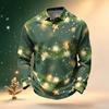 Men's Golf Shirt Long Sleeve Casual Christmas Print Quick-Dry Mesh Top