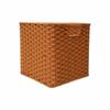 Basketweave Storage Basket Square with Handles Rustic Organizer Bin for Closet, Living Room,