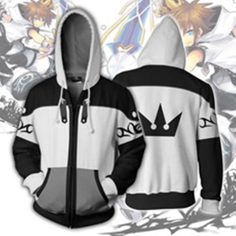Game Kingdom Cosplay Hearts Sora Cosplay Costume Hooded Sweatshirt Sora Casual Sweatshirt Zippered Coat
