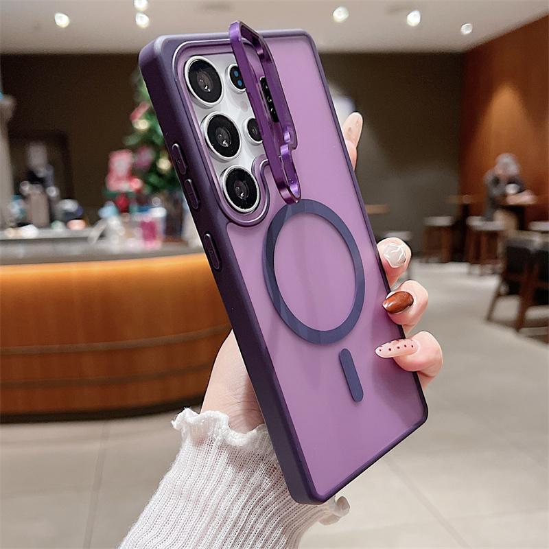 Transparent Matte Stand Holder Magnetic For Magsafe Case For Samsung Galaxy S25 S24 FE Plus S23 Ultra A16 A26 A36 A56 A17 Cover