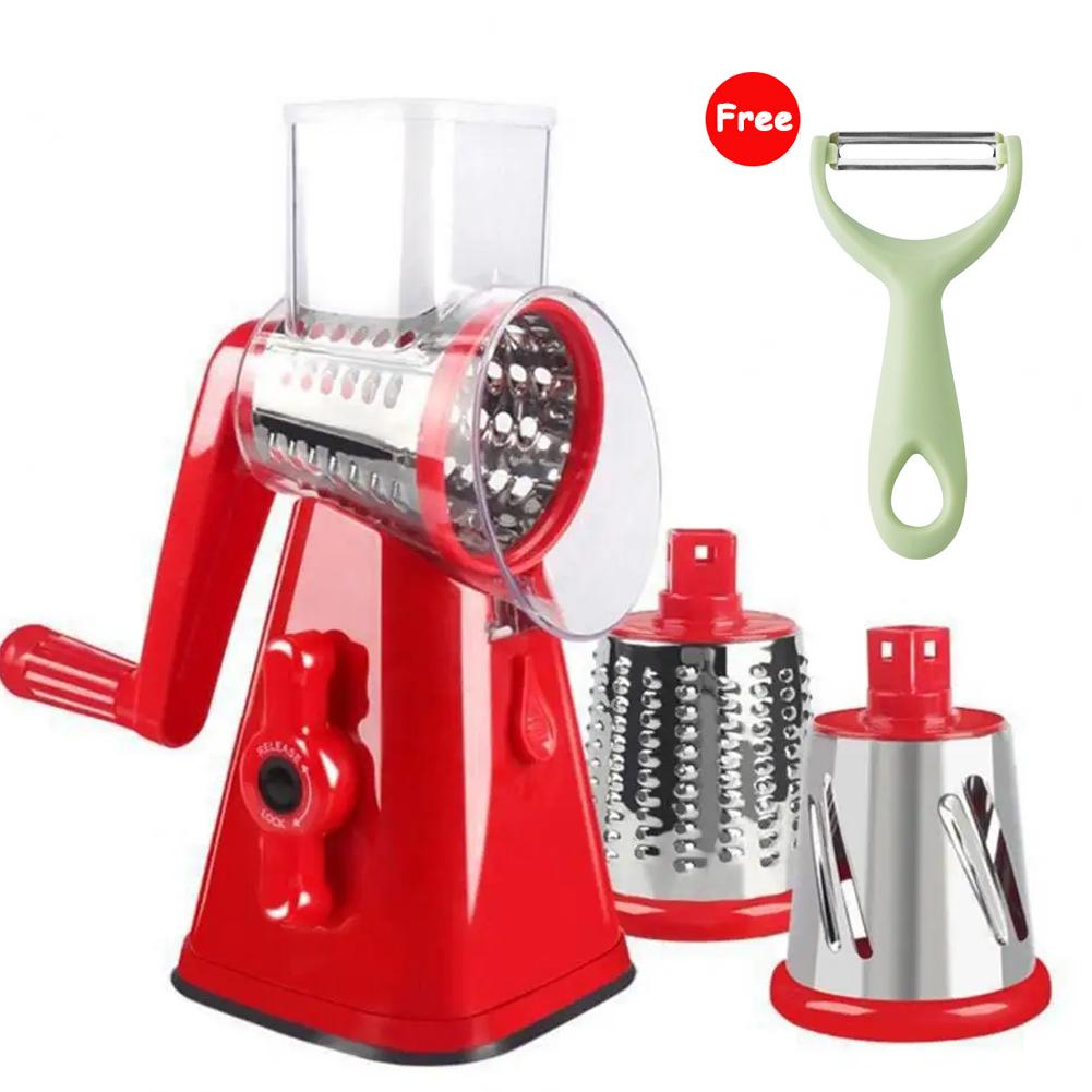 Rotary Cheese Grater with Peeler Manual Vegetable Slicer with Non-slip Suction Base Peanut Nuts Grinder Vegetable Shredder