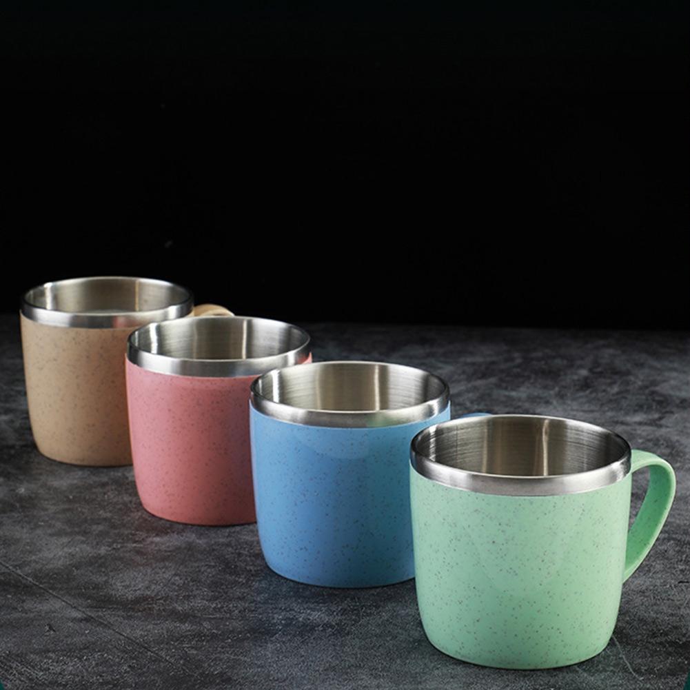 Stainless Steel Cup Coffee Mugs Anti-scalding Double-layer For Children