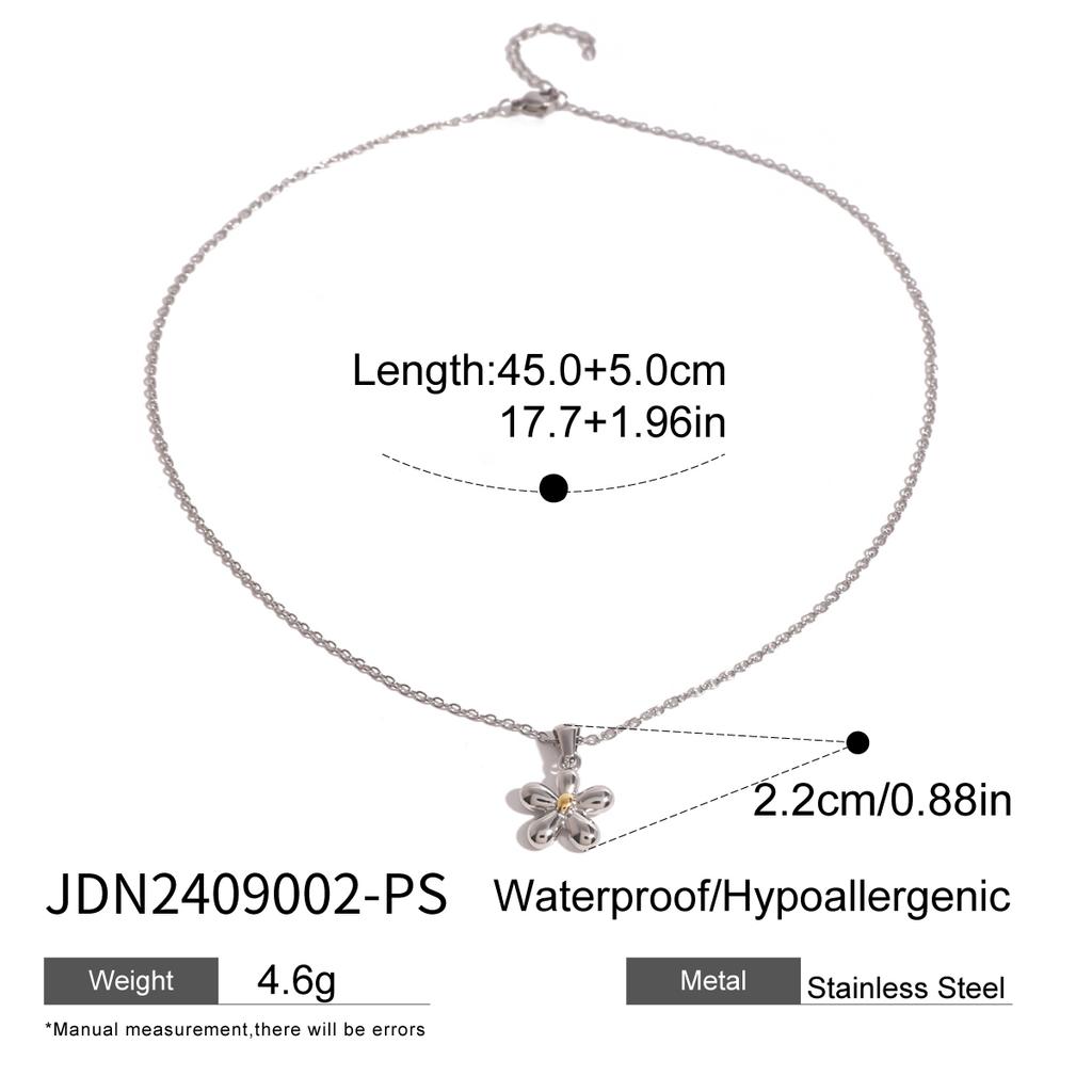 Youthway Color Preservation Stainless Steel Flower Pendant Necklace For Women Gold   Gold-Plated Waterproof Jewelry