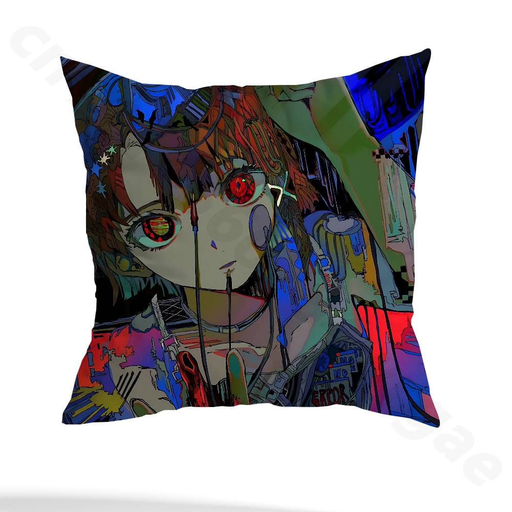 Serial Experiments Lain Pillow Case Sofa Living Room Bedroom Headboard Backrest Cushion Square Cushion Nap Time