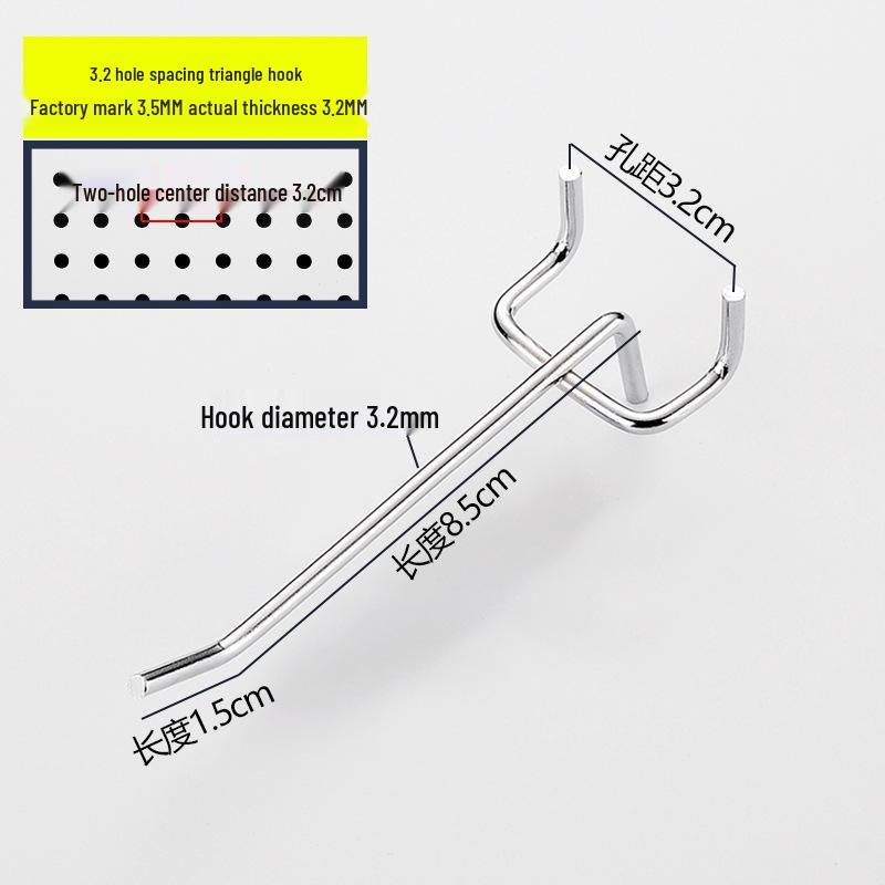 Lochwand und Schmuck Doppelzinkenhaken, Dreifuß, Supermarktregal und gerade Haken