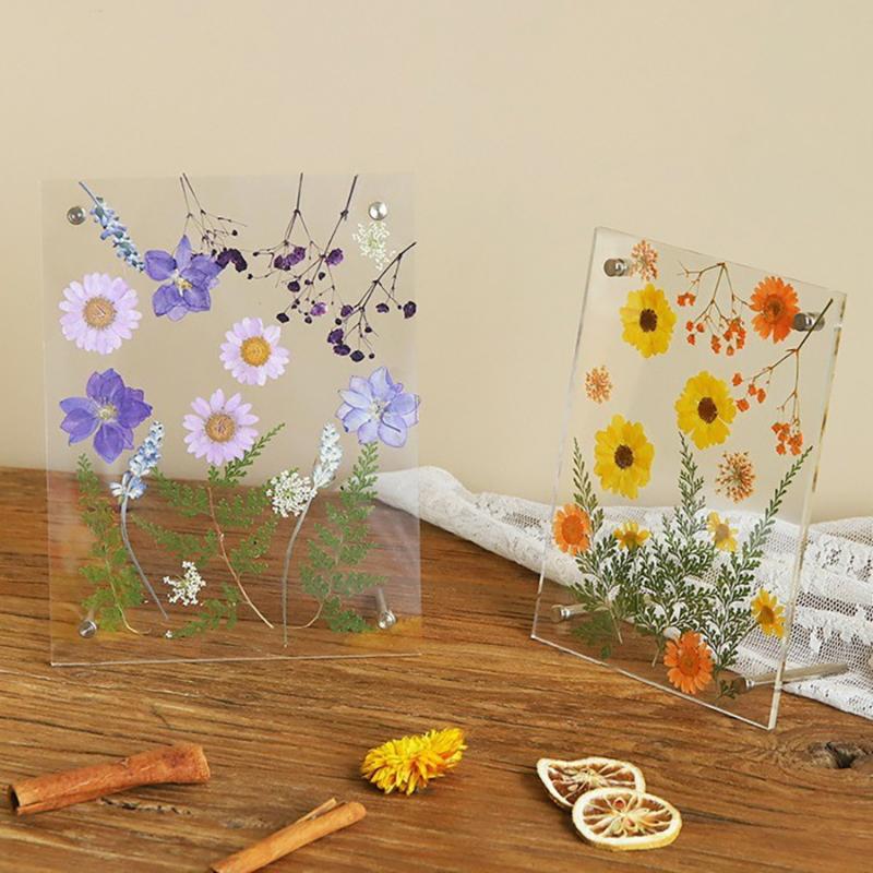 6 Inch Clear Acrylic Pressed Flower Frame Floral Keepsake Frame – Minimalist Tabletop Photo Display For Home & Office Desk Decor