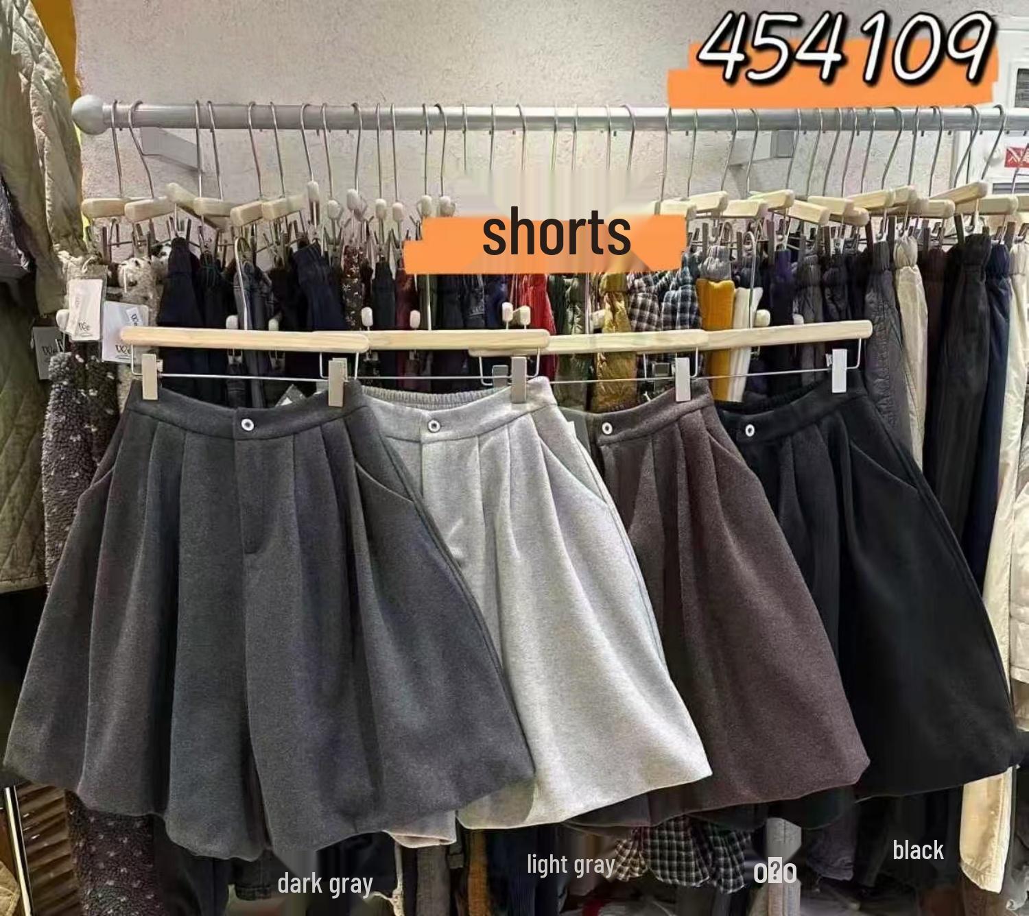 

WE Women s Winter Korean Style Loose Plus Size High Waist Woolen Bootcut Shorts One Size чёрный