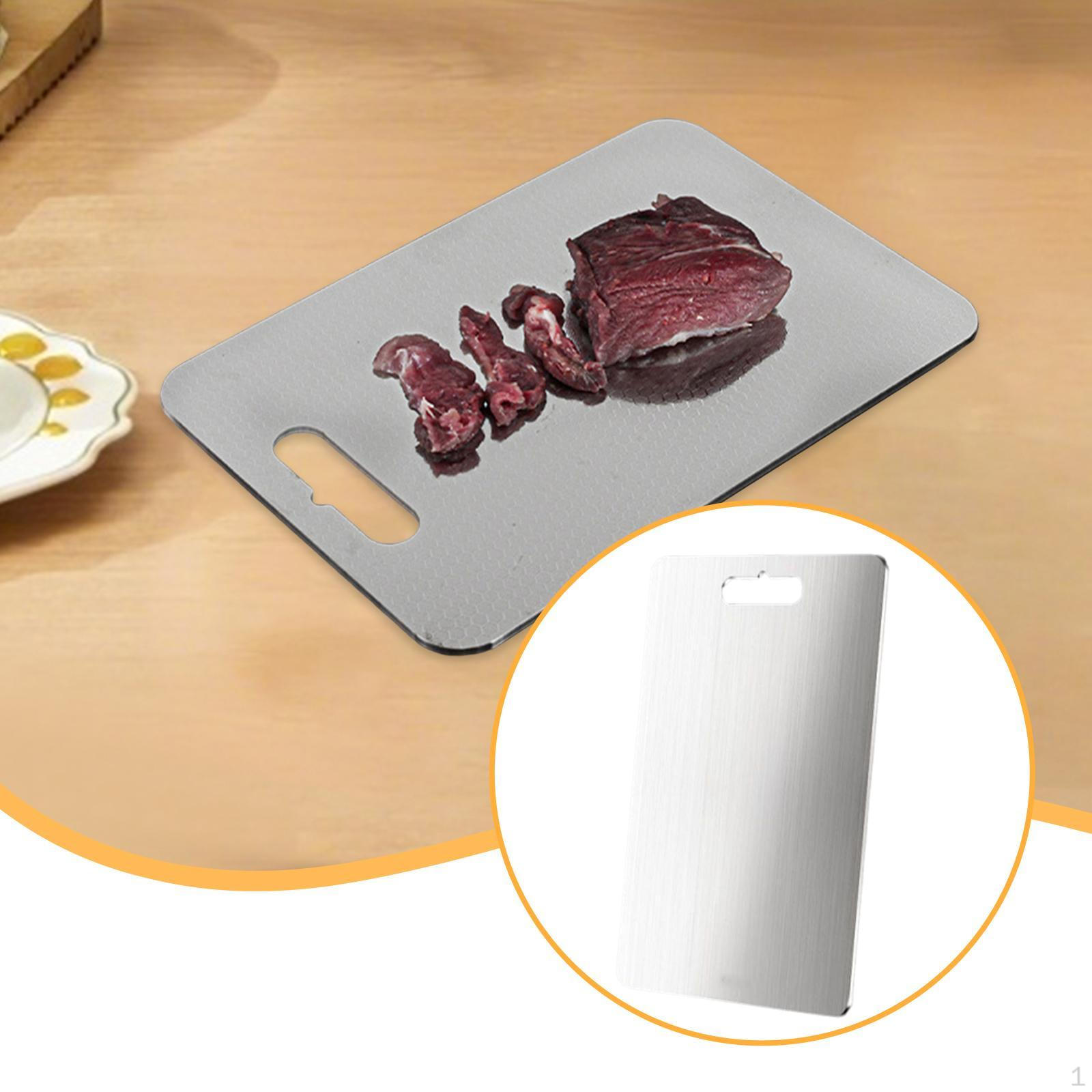 

Разделочная доска из нержавеющей стали для кухни, двусторонняя с ручкой, для приготовления мяса и фруктов 25cmx15cm