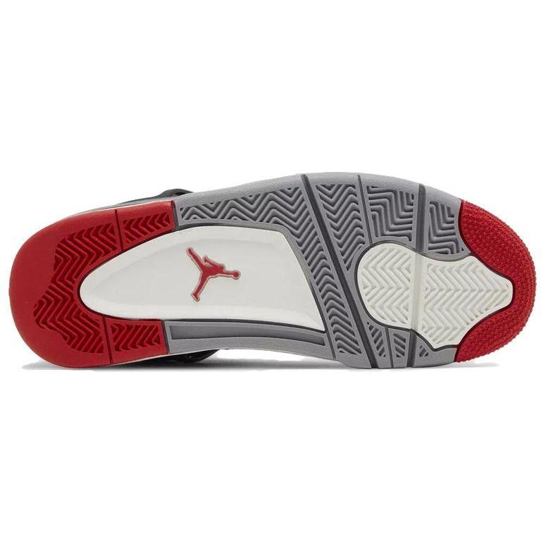 Air Jordan 4 Retro GS Bred Reimagined Kids Sneakers Black Fire-Red Cement-Grey FQ8213-006