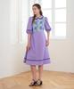 LBYL Purple Flower Color Block Collar Dress