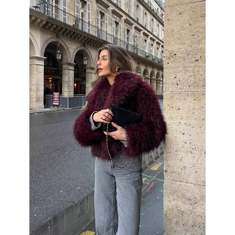 DAFIFY Women's Fashion Casual Solid Color Print Autumn Winter Long Sleeve POLO Neck Jackets & Coats