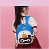 Mochila Infantil de Nylon com Desenho Animado Fofo para Meninos e Meninas em Azul Claro para Escola