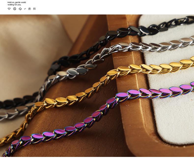Europäische & Amerikanische Hip Hop Punk Oval Spliced Halskette Set aus Vergoldetem Titanstahl
