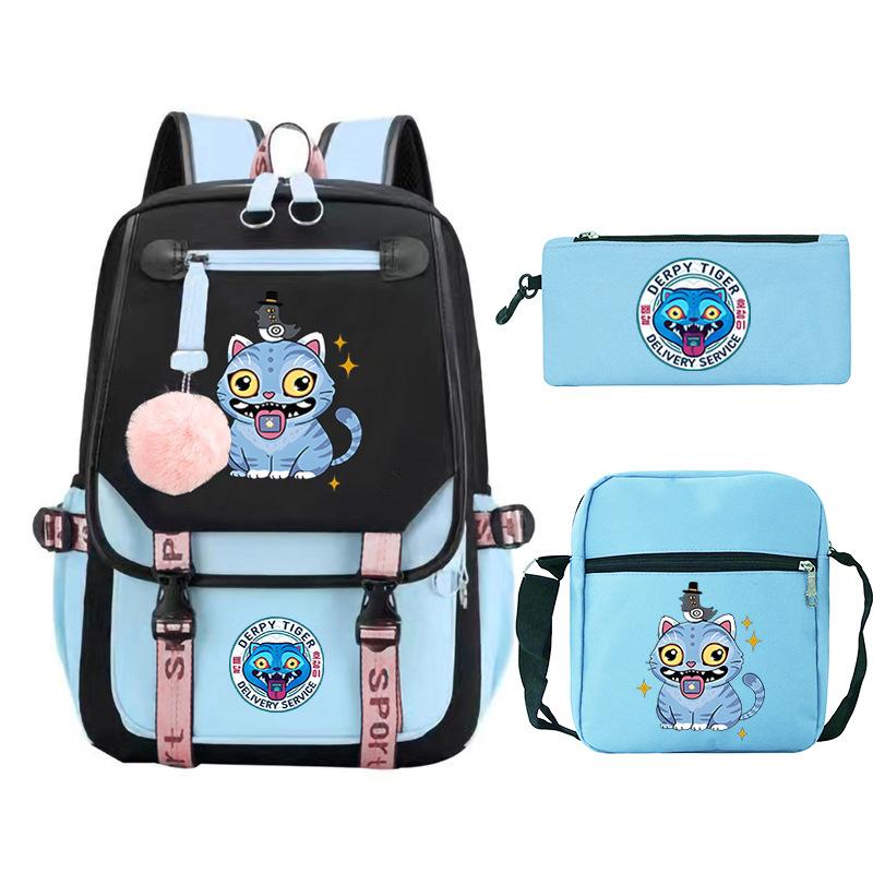 Animation Cartoon Printing High-Value Student School Bag Children'S Shoulder Backpack Pencil Bag Three-Piece Set