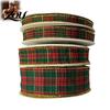 Holiday Party Decoration Supplies Christmas Tartan Plaid Ribbon with Gold Trim, Woven Fabric Ribbon, Vintage Red Decorative Wire Green for Gift