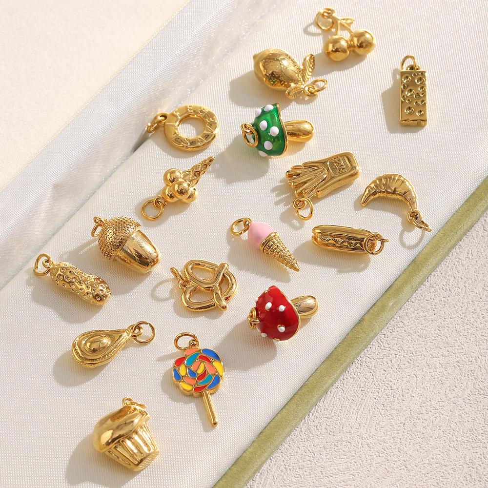 MamacitaSlay 316L Stainless Steel Enamel Fruit Cake Charms Earrings Necklace Bracelet DIY Accessories Women's Cute Pendant Gift