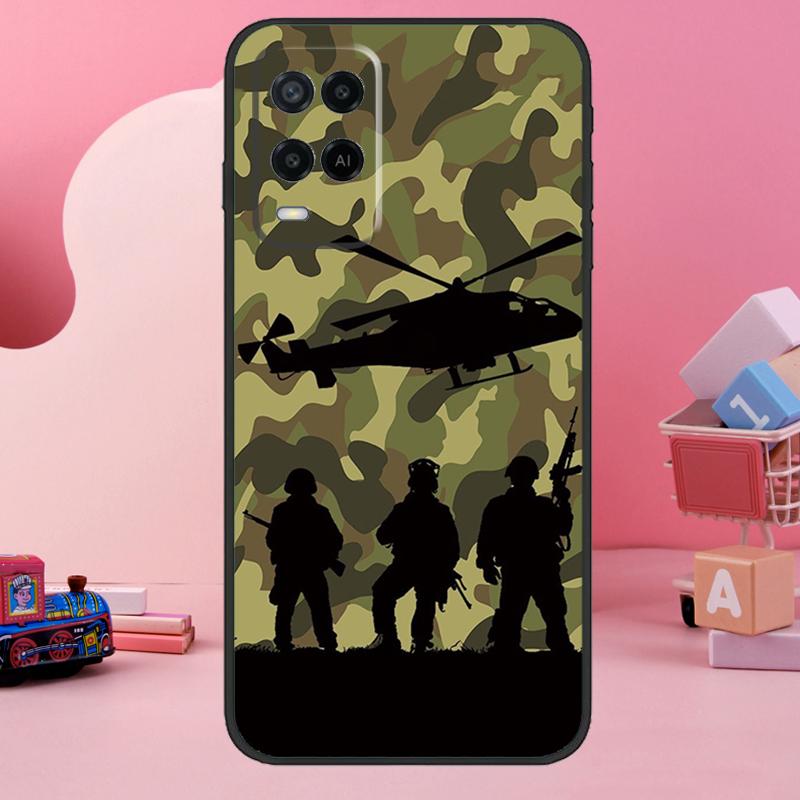 Camo military Army Case For Oppo A5 Pro A15 A17 A57 A77 A18 A38 A58 A78 A98 A94 A74 A54 A16 A76 A96 A40 A60 A80