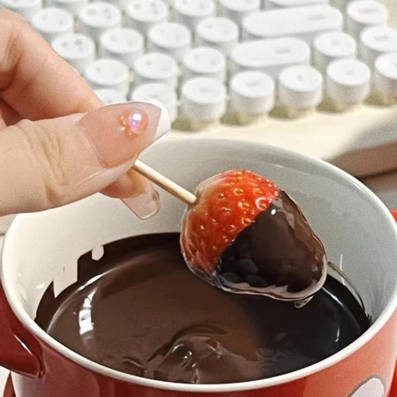 130ml Xícara para Fondue de Chocolate Xícara Europeia com Vela Caneca de Cerâmica Aquecimento de Comida Queijo Criativa Caneca de Café com Garfo Festa de Natal