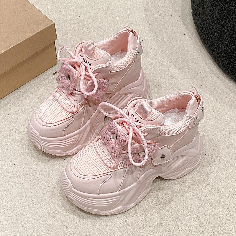

Dad shoes 2025 spring and autumn new thick-soled muffin height increase small dad shoes casual fashion sports casual shoes 39 розовый