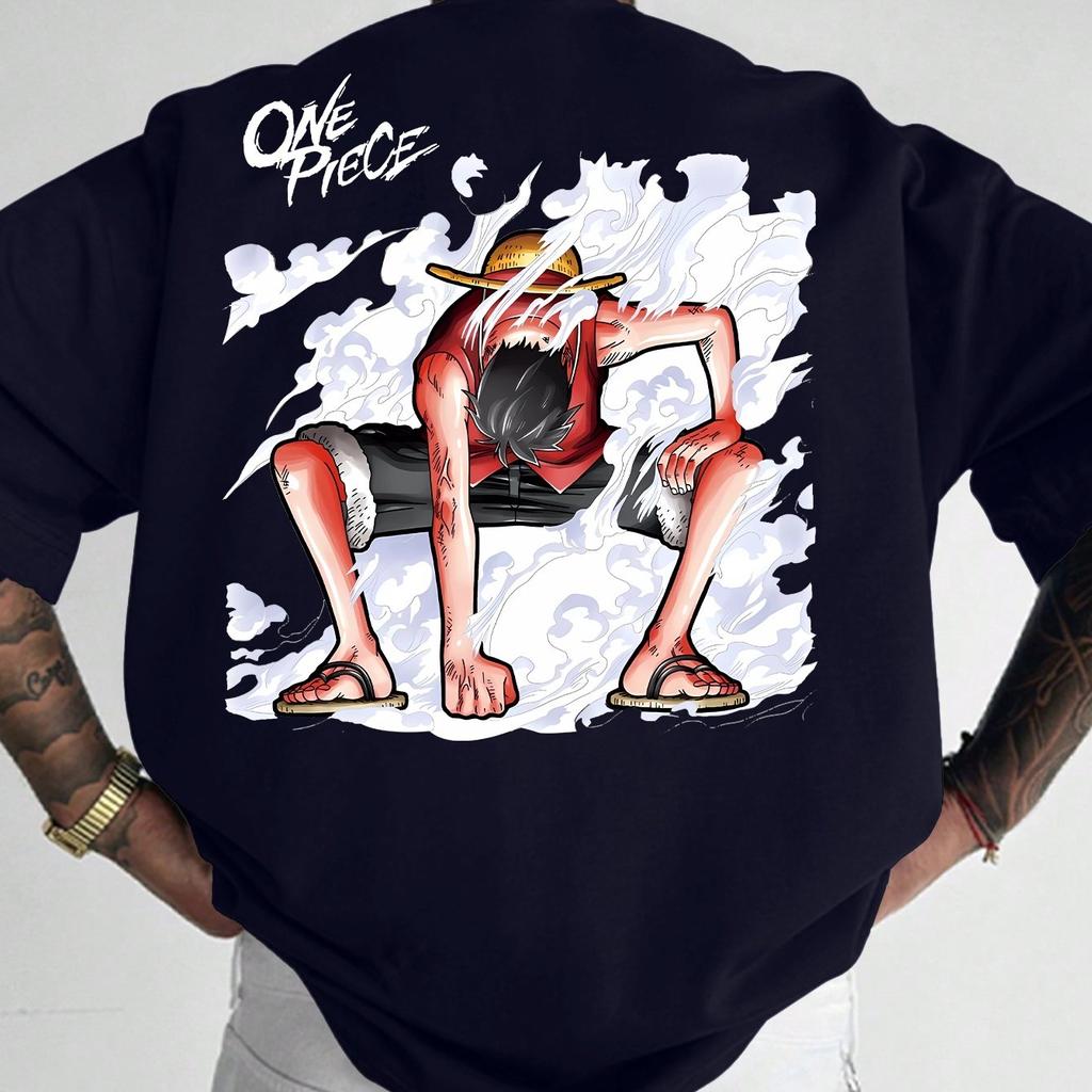 ONE PIECE Luffy Printed Summer T-shirt Men Women Leisure Sports Loose Comfortable Pure Cotton Oversized Short-sleeved Animation