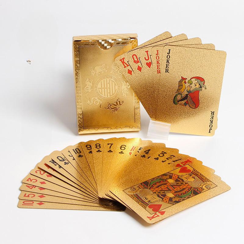 

Hot Selling Playing Cards Made of Metal PVC Material, Waterproof and Golden Creative Travel and Outdoor Entertainment Cards
