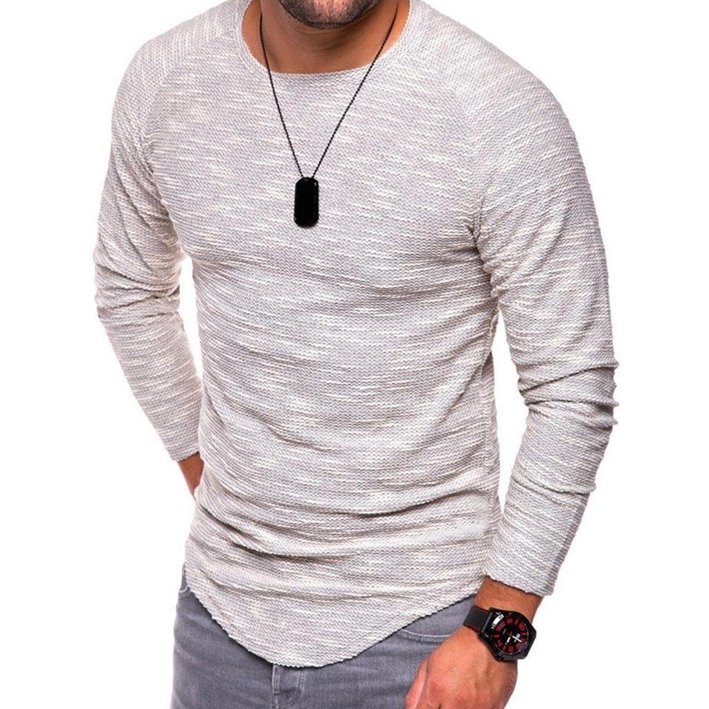 Mens Long Sleeve Oneck Tshirt With Unique Pattern And Comfortable Fit In Multiple Colors