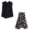 Printed dress two-piece set summer new design temperament elegant waist thin dress set