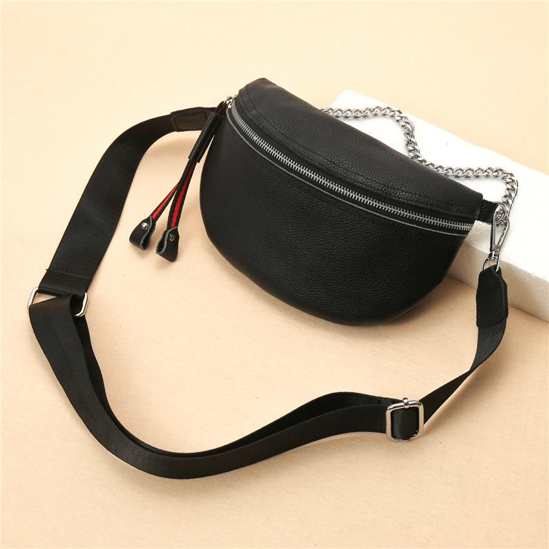 Leather Breast Bag Women's New Trendy First-layer Cowhide Messenger Bag Ins Fashion Casual Soft Shoulder Bag Fanny Pack