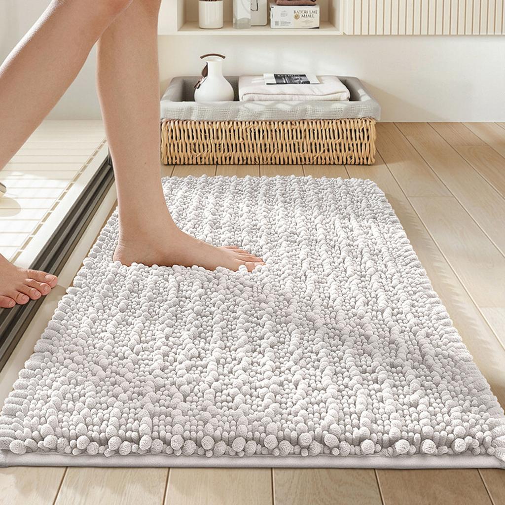 Chenille Bathroom Rug, Extra Soft, Thick, Absorbent, Long-pile, Non-, Machine Washable And Dryable, Suitable For Bathrooms.