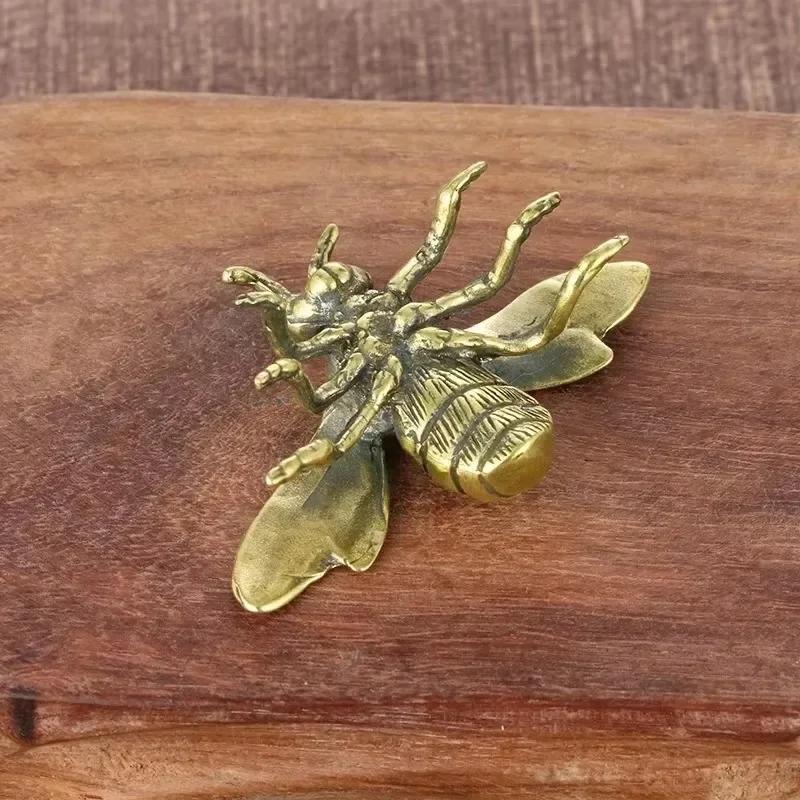 Massive Messing-Insekten-Honigbienen-Figuren, Miniaturen, Teehaustier, lustiger Käfer, Bastelsammlung, kleine Desktop-Ornamente, Heimdekorationen