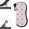 Cute Pink Heart Lattice Pattern Soft Sunglasses Case,Portable Lightweight Fabric Eyewear Pouch,Travel Protective Spectacle Bag Glasses Accessories