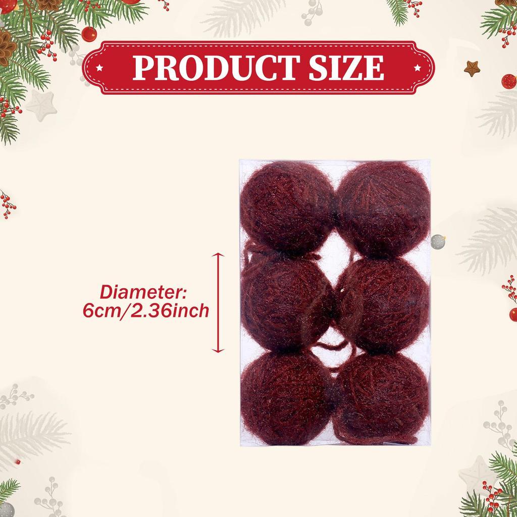 6 Stück Weihnachtskugel-Ornamente Baumhängekugeln mit Schnur Weihnachtsdekoration