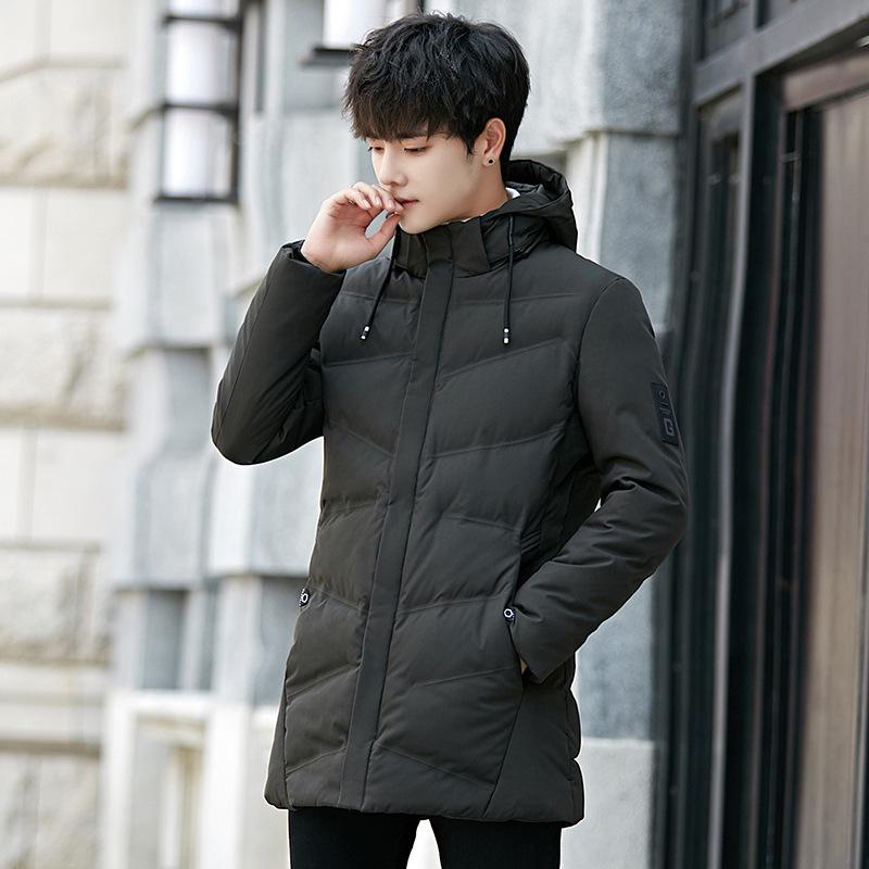 Men's Mid-Length Korean Style Winter Cotton Jacket: Trendy, Casual, Thickened, and Warm.