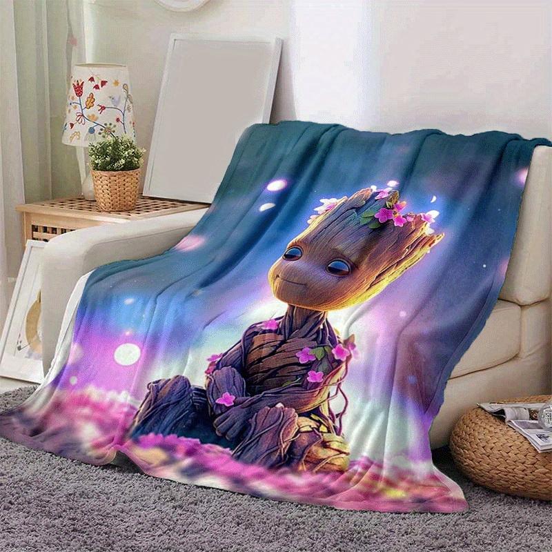 1pc Groot Printing Blanket - Soft, All-Season Throw for Office Blanket, Personalized Gift with Adorable Cartoon Design
