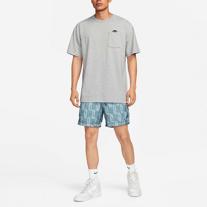 Nike Premium Essentials Knit Crew Neck Loose Comfortable Breathable Short Sleeve T-Shirt With Drop Shoulder Men Tops Dark-Grey DQ9296-063