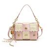 This year's popular bags 2025 spring new Korean version fashion splicing small square bag personalized rivets niche messenger bag