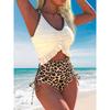 Sexy Leopard Print Bikini Women's High Waist Strap Two-Piece Set Summer New Style Swimming Suit