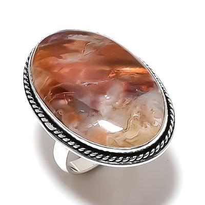 Natural Crazy Lace Agate Gemstone Handmade 925 Sterling Silver Ring Size 7 J8p87
