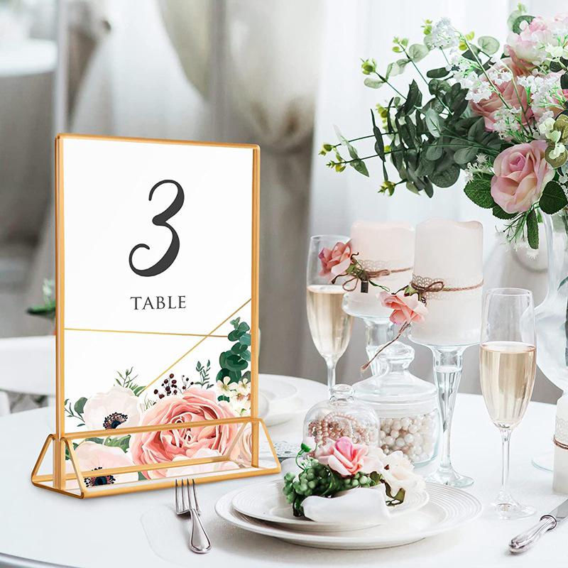 Acrylic Gold Edge Double-Sided Table Card Stand for Milk Tea Shop