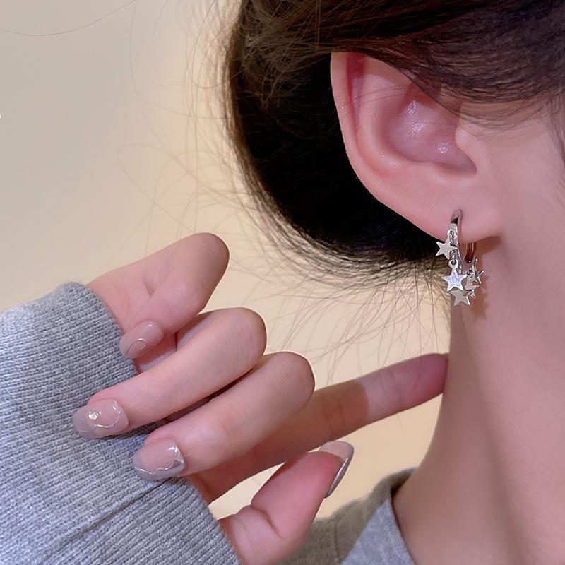 S925 Silver Needle Korean Star Earrings - Simple Trendy Design for Women