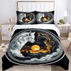 3pcs Yin Yang Wolves Printed Quilt Set - Includes 1 Quilt Cover and 2 Pillowcases, Machine Washable - Suitable for All Seasons.J105